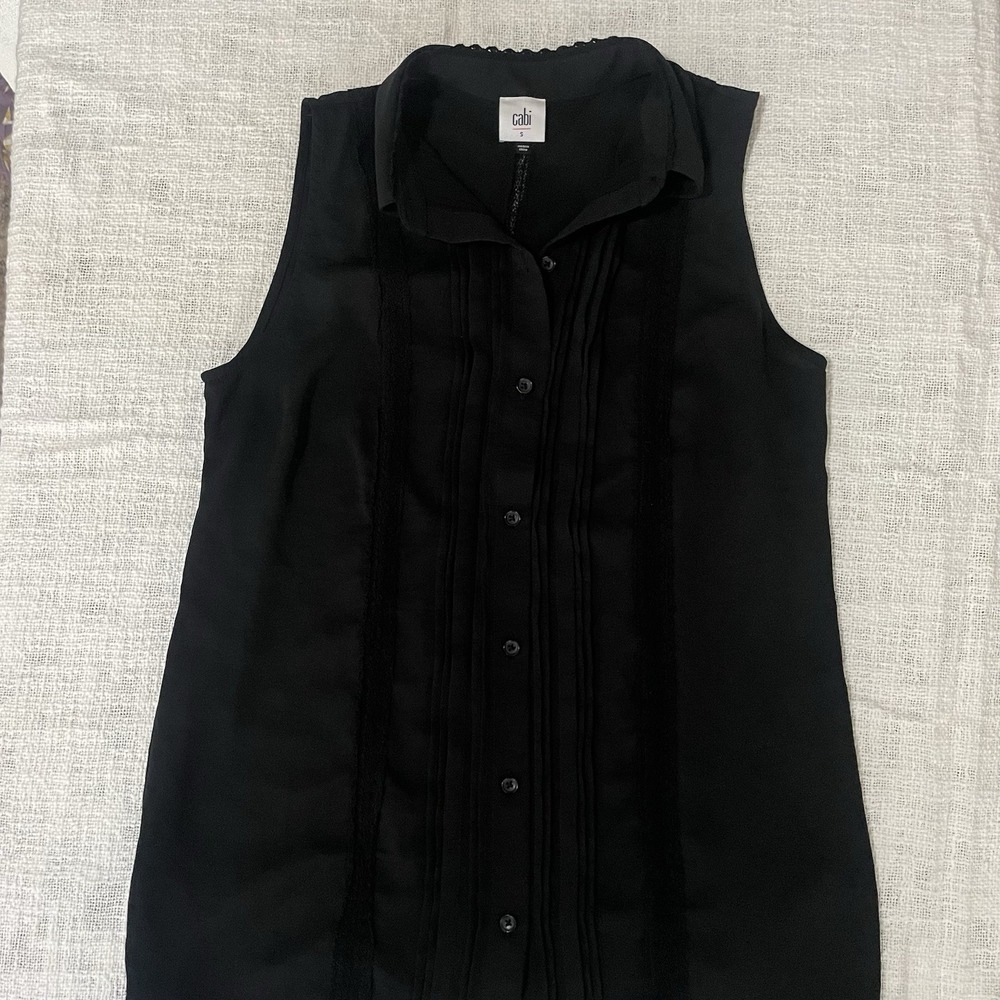 Cabi Blouse Small Jagger Button Lace Pleated Sheer Witchy Dark Coquette 3266